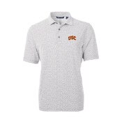 USC Trojans Men's Gray Virtue Eco Pique Botanical Print Polo
